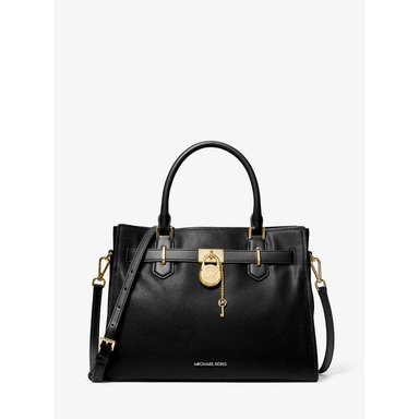 MICHAEL KORS BOLSO BANDOLERA MEDIANO DE CUERO HAMILTON | NEGRO