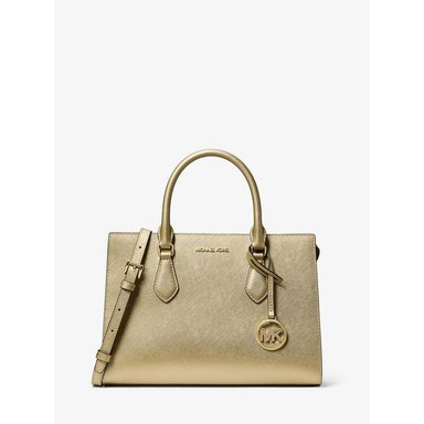 MICHAEL KORS BOLSO SATCHEL MEDIANO METÁLICO SHEILA | ORO PÁLIDO