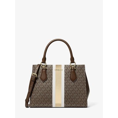 MICHAEL KORS BOLSO SATCHEL BOLSO CON RAYAS Y LOGO DE LA FIRMA MARILYN | MARRÓN