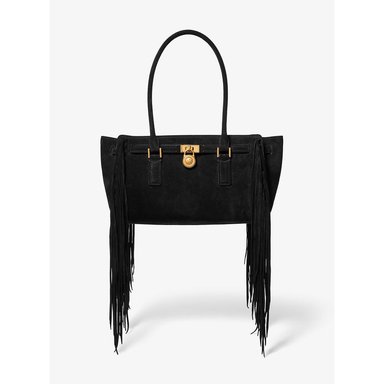 MICHAEL KORS BOLSO SATCHEL DE ANTE CON FLECOS HAMILTON MODERNE | NEGRO