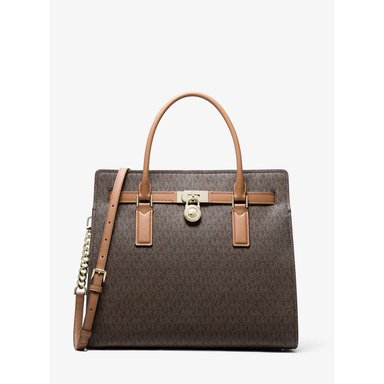MICHAEL KORS BOLSO SATCHEL CON LOGOTIPO DE FIRMA HAMILTON MODERNE | CAFÉ