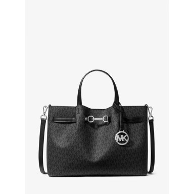 MICHAEL KORS BOLSO SATCHEL BOLSO CON LOGOTIPO DE LA FIRMA CARSON | NEGRO