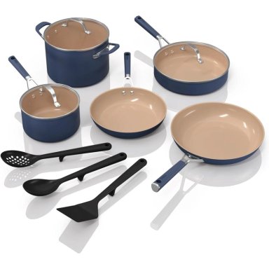 NINJA SET COCINA CW49011 CERAMIC PRO 11 PIEZAS, CERÁMICA ANTIADHERENTE | AZUL MARINO
