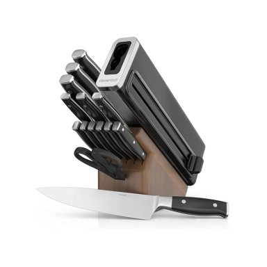 NINJA SISTEMA CUCHILLOS K52015 FOODI NEVERDULL 15 PZAS BLOQUE MADERA | WALNUT BLOCK
