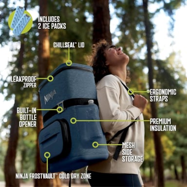 NINJA MOCHILA TÉRMICA FROSTVAULT GO CAN, 24 QT / 22,7 L | AZUL - 6