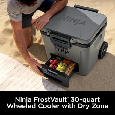 NINJA NEVERA PORTÁTIL FROSTVAULT FB230GY, CON RUEDAS Y CAJÓN SECO, 30 QT / 28,4 L | GRIS - 2