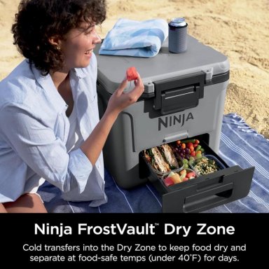 NINJA NEVERA PORTÁTIL FROSTVAULT FB230GY, CON RUEDAS Y CAJÓN SECO, 30 QT / 28,4 L | GRIS - 3