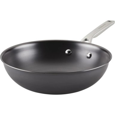 KITCHENAID NITRO SARTÉN PARA FREÍR ACERO 10 IN / 25 CM, MANGO INOX | NEGRO