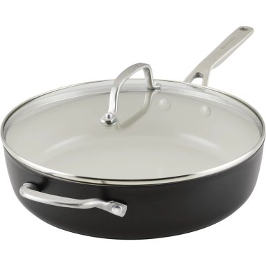 KITCHENAID SARTÉN CERÁMICA ANODIZADA DURA 5 QT / 4.7 L CON TAPA | NEGRO MATE