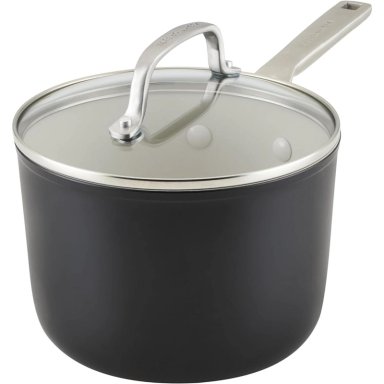 KITCHENAID SARTÉN CERÁMICA ANODIZADA DURA 3 QT / 2.8 L CON TAPA | NEGRO MATE