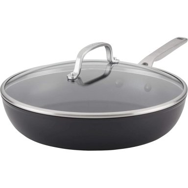 KITCHENAID SARTÉN 31 CM CON TAPA, INDUCCIÓN ANODIZADA DURA | NEGRO MATE