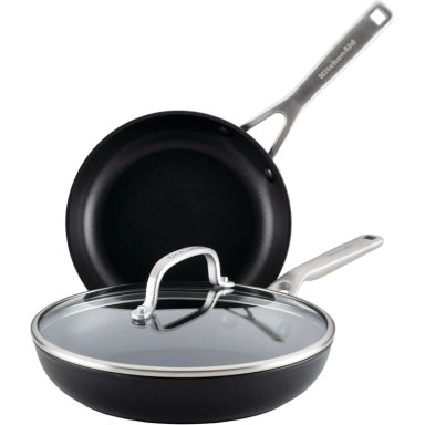 KITCHENAID JUEGO DE SARTENES 3 PZAS (20 Y 25 CM), INDUCCIÓN ANODIZADA | NEGRO