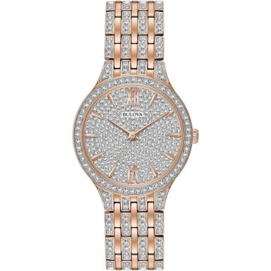 BULOVA RELOJ CRYSTAL PHANTOM MUJER CUARZO DOS AGUJAS CRISTALES PAVÉ | PLATA