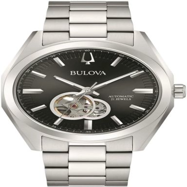 BULOVA RELOJ CLÁSICO TOPÓGRAFO HOMBRE AUTOMÁTICO 3 AGUJAS SEGUNDERO APERTURA | PLATA