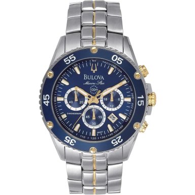 BULOVA RELOJ CRONÓGRAFO PARA HOMBRE MARINE STAR DE ACERO INOXIDABLE CON CUARZO | PLATA/AZUL