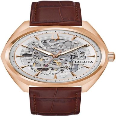 BULOVA RELOJ CLÁSICO AUTOMÁTICO HOMBRE CORREA CUERO ESFERA ESQUELETIZADA | MARRÓN