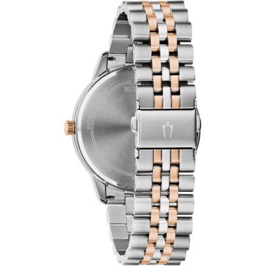 BULOVA RELOJ CLÁSICO HOMBRE CUARZO 3 AGUJAS DIAMANTES FECHA BRAZALETE ACERO | PLATA/ORO ROSA - 3