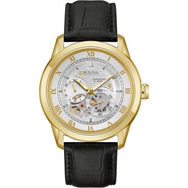 BULOVA RELOJ SUTTON HOMBRE AUTOMÁTICO 4 AGUJAS SUBESFERA 24H FONDO TRANSPARENTE | ORO/NEGRO