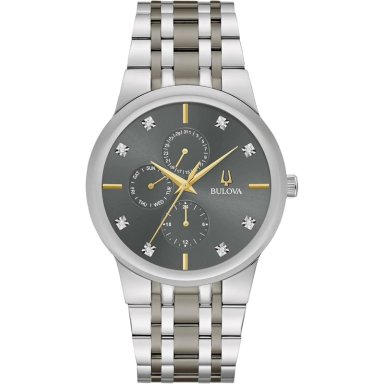 BULOVA RELOJ MODERNO DE HOMBRE CUARZO 3 AGUJAS DIAMANTES ACERO INOXIDABLE | PLATA