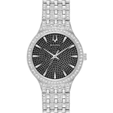 BULOVA RELOJ CRYSTAL PHANTOM HOMBRE ACERO INOXIDABLE CUARZO 3 AGUJAS NEGRA | PLATEADO