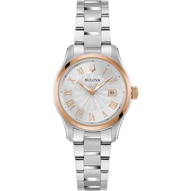 BULOVA RELOJ CLÁSICO MINI WILTON DE MUJER CUARZO 3 AGUJAS FECHA DÍA | PLATA