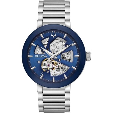BULOVA RELOJ MODERNO HOMBRE AUTOMÁTICO 3 AGUJAS APERTURA CRISTAL BORDE | PLATA