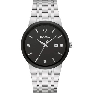 BULOVA RELOJ MODERNO DE HOMBRE 3 AGUJAS DE CUARZO CALENDARIO DIAMANTES | GRIS