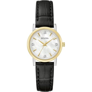 BULOVA RELOJ CLÁSICO DE MUJER DE CUARZO 3 AGUJAS DIAMANTES | NEGRO