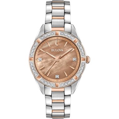 BULOVA RELOJ CLÁSICO SUTTON CUARZO MUJER CON DIAMANTES Y BRAZALETE | PLATEADO/ORO ROSA