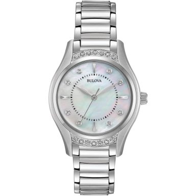 BULOVA RELOJ CLÁSICO MUJER CON DIAMANTES 3 AGUJAS DE CUARZO ACERO INOXIDABLE | PLATA