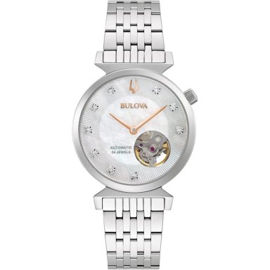 BULOVA RELOJ REGATTA DIAMOND MUJER AUTOMÁTICO APERTURA ABIERTA NÁCAR | PLATEADO