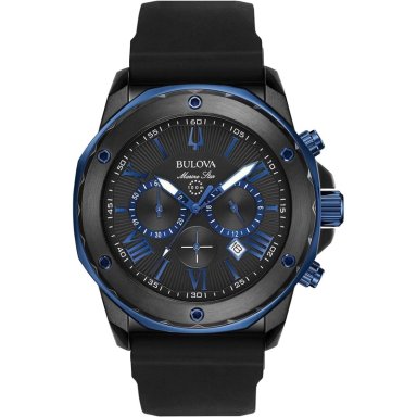 BULOVA RELOJ MARINE STAR HOMBRE CRONÓGRAFO CUARZO 6 AGUJAS SILICONA NEGRO | NEGRO/AZUL