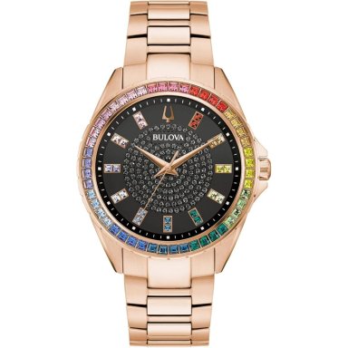 BULOVA RELOJ CRYSTAL PHANTOM HOMBRE 3 AGUJAS ACERO BISEL CRISTAL PAVÉ | ORO ROSA