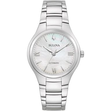BULOVA RELOJ CLÁSICO DE MUJER AUTOMÁTICO 3 AGUJAS ESFERA DE NÁCAR | PLATA