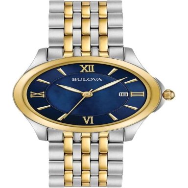 BULOVA RELOJ CLÁSICO MUJER DE ACERO INOXIDABLE CON ESFERA DE NÁCAR | ORO/PLATA/AZUL