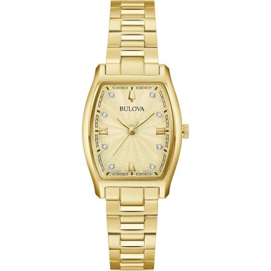 BULOVA RELOJ CLÁSICO MUJER VESTIR CUARZO 3 AGUJAS DIAMANTES BRAZALETE ACERO | ORO