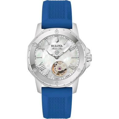 BULOVA RELOJ MARINE STAR MUJER AUTOMÁTICO 3 AGUJAS ACERO SILICONA | AZUL