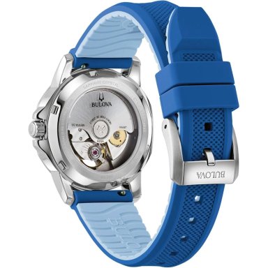BULOVA RELOJ MARINE STAR MUJER AUTOMÁTICO 3 AGUJAS ACERO SILICONA | AZUL - 3