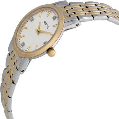 BULOVA RELOJ CLÁSICO PARA MUJER DE ACERO INOXIDABLE CON CUARZO Y DIAMANTES | ORO/PLATA - 4