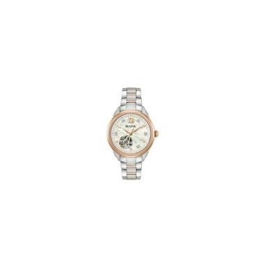 BULOVA RELOJ CLÁSICO AUTOMÁTICO MUJER 3 AGUJAS DIAMANTES ACERO NÁCAR APERTURA | ORO ROSA - 2
