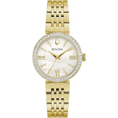 BULOVA RELOJ CLÁSICO MUJER CUARZO 3 AGUJAS ACERO CRISTALES NÁCAR | NEGRO