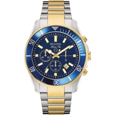 BULOVA RELOJ CRONÓGRAFO MARINE STAR DE HOMBRE CUARZO CALENDARIO Y LUMINOSO | ORO/PLATA/AZUL