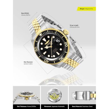 RELOJ INVICTA PRO DIVER PARA HOMBRE ESTILO BUZO AUTOMÁTICO | NEGRO Y PLATEADO - 3