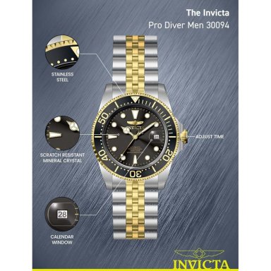 RELOJ INVICTA PRO DIVER PARA HOMBRE ESTILO BUZO AUTOMÁTICO | NEGRO Y PLATEADO - 4