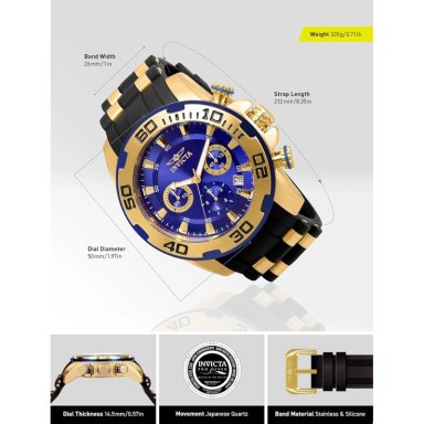RELOJ INVICTA PRO DIVER PARA HOMBRE PANTALLA ANALÓGICA | DORADO Y NEGRO - 3