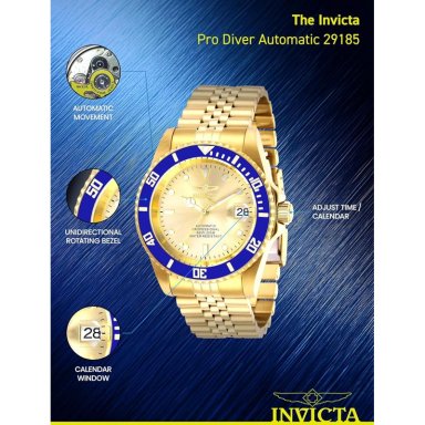 RELOJ INVICTA PRO DIVER PARA HOMBRE ESTILO BUZO CRISTAL MINERAL | ORO Y AZUL - 5