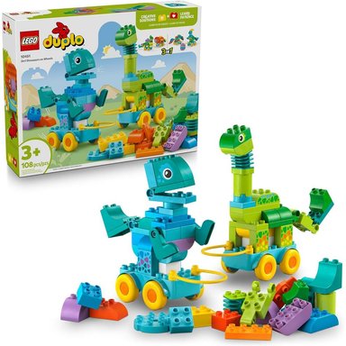 LEGO DUPLO TOWN DINOSAURIOS SOBRE RUEDAS, JUEGO EDUCATIVO Y CONSTRUCCIÓN