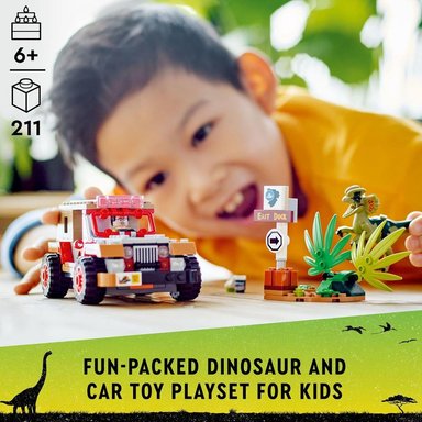 LEGO JURASSIC PARK EMBOSCADA DEL DILOFOSAURIO SET CON DINOSAURIO Y JEEP - 3