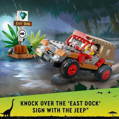 LEGO JURASSIC PARK EMBOSCADA DEL DILOFOSAURIO SET CON DINOSAURIO Y JEEP - 6