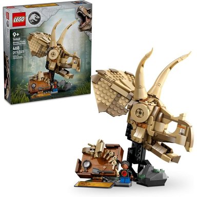 LEGO JURASSIC WORLD CRÁNEO DE TRICERATOPS CON FÓSILES DE DINOSAURIOS - 1